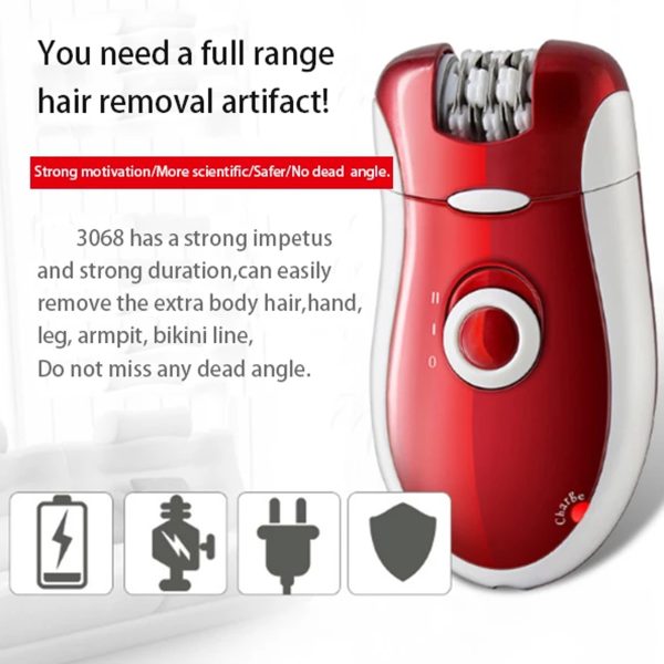 Kemei KM-3068 – 3-in-1 Rechargeable Epilator, Shaver & Trimmer Set | Smooth, Painless Hair Removal for Face, Arms, Legs & Sensitive Areas - Image 2
