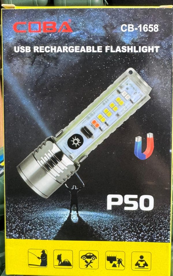 Coba Mini LED Torch Light CB-1658 – Super Bright Zoomable Tactical Flashlight with Multiple Modes | Handheld Electric Torch for Camping, Hiking & Cycling - Image 3