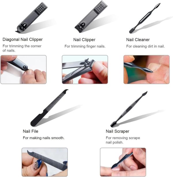 "Premium 10-Piece Manicure & Pedicure Kit – Stainless Steel Nail Clippers & Grooming Tools with Travel Case (Creative Smiley Design)" - Image 7